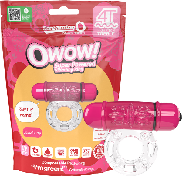 Screaming O-Owow Super Powered Cock Ring Strawberry