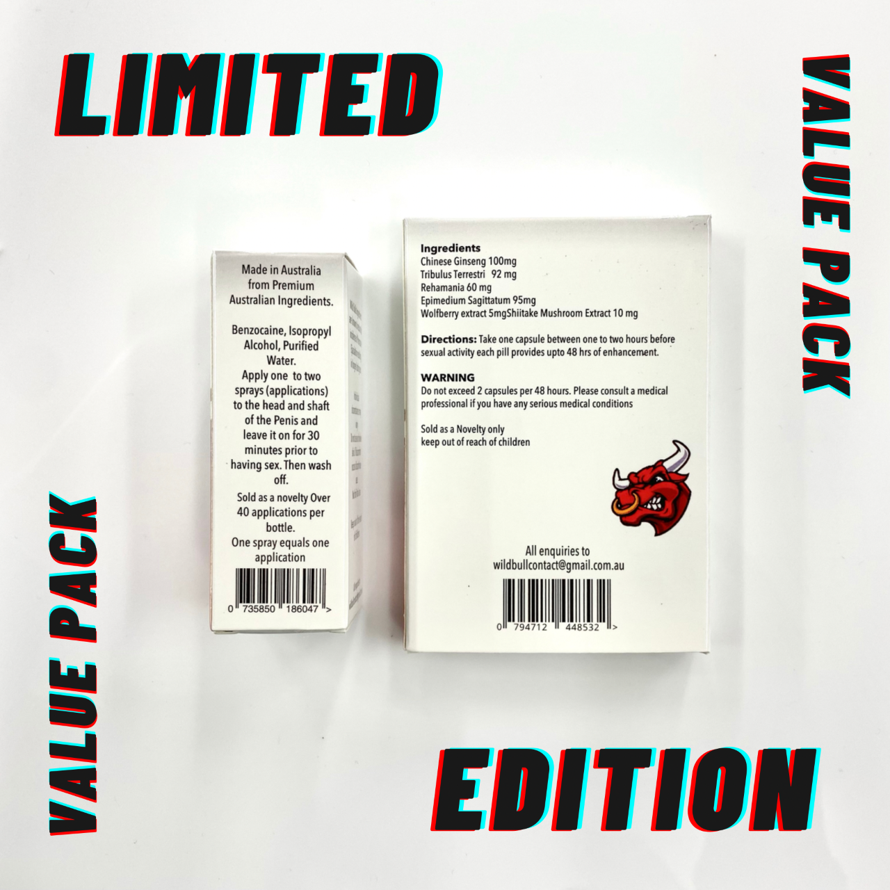 Wild Bull Performance Value Pack - Whites LIMITED EDITION Male Enhancement  + Premium Delay Spray for Men reduced by 10% till 15/02/25